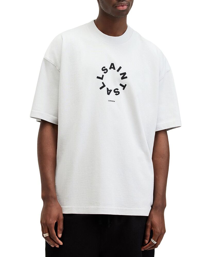 オールセインツ メンズ トップス Tシャツ グラフィック ALLSAINTS Tierra Graphic Tee Ashen White ホワイト