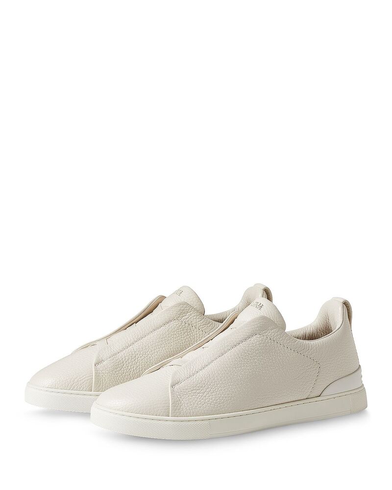 ゼニア メンズ シューズ スニーカー ZEGNA Men\u0027s Deerskin Triple Stitch Low Top Sneakers Off White 象牙色