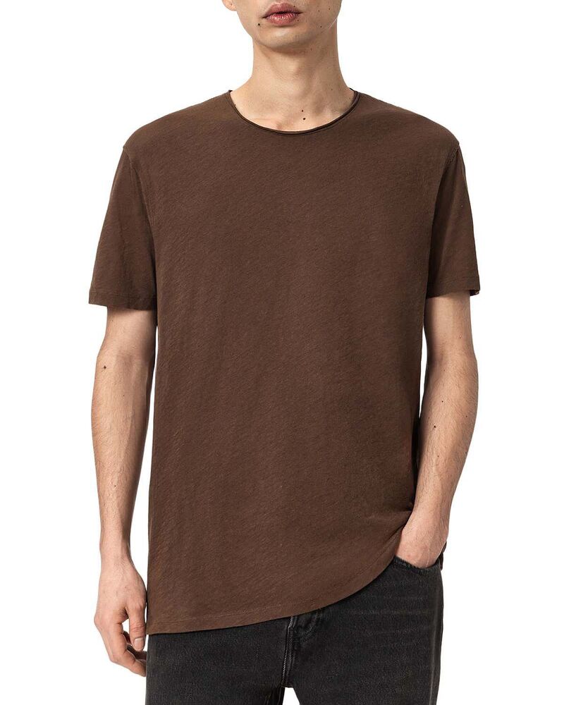 オールセインツ メンズ トップス Tシャツ コットン ALLSAINTS Figure Cotton Tee Bitter Brown ブラウン