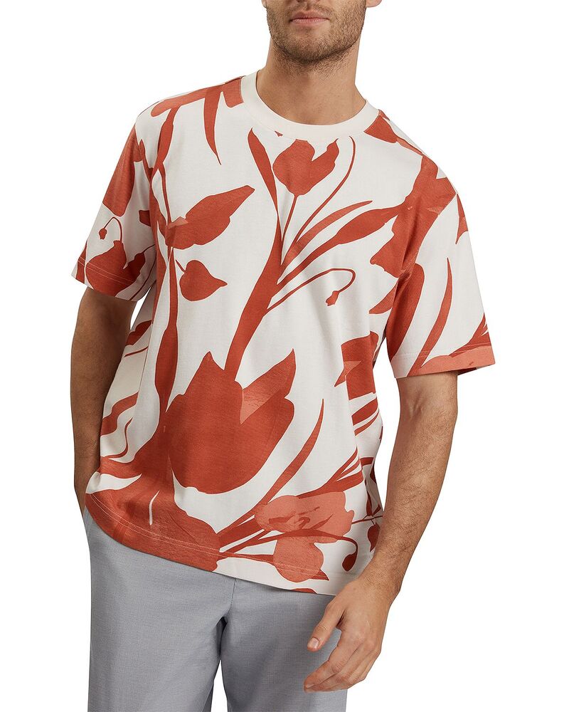 テッドベーカー メンズ トップス Tシャツ フラワー柄 ニット フラワー Ted Baker Yiannos Knit Floral Tee Red レッド