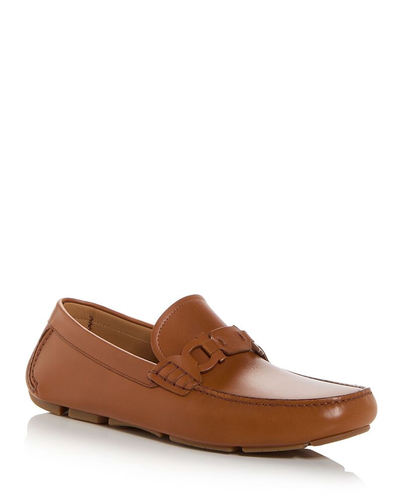 フェラガモ メンズ シューズ スリッポン・ローファー レザー FERRAGAMO Men's Byte Leather Gancini Drivers Naturale