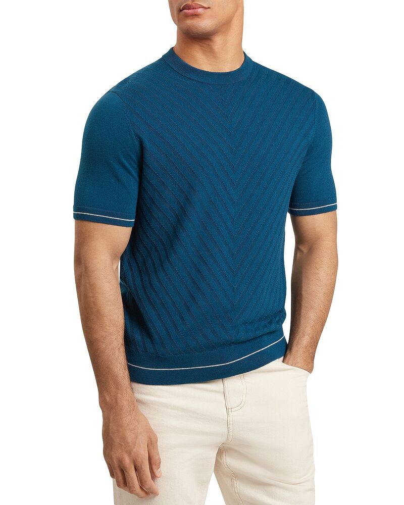 テッドベーカー メンズ トップス プルオーバー Ted Baker Canon Chevron Stitch T-Shirt Dark Blue 青色