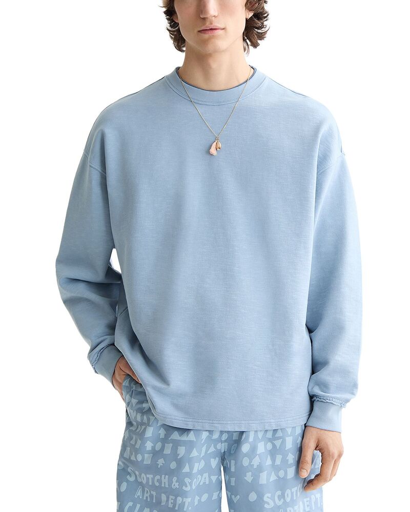 スコッチアンドソーダ メンズ アウター パーカー・スウェット シャツ Scotch & Soda 3 Crosses Garment-Dyed Sweatshirt Fadedenim デニム