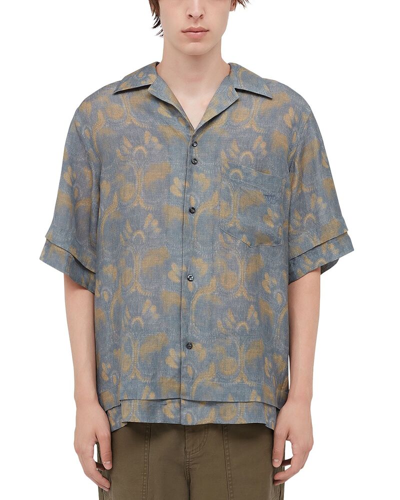 ウェールズ ボナー メンズ トップス シャツ Wales Bonner Flora Bowling Shirt Indigo/Olive/Lavender インディゴ