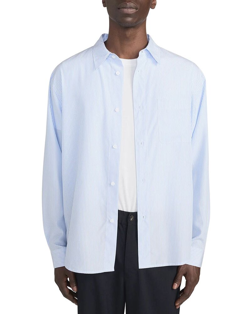 フレーム メンズ トップス シャツ リラックスフィット FRAME Relaxed Fit Pocket Shirt Blue Stripe ブルー｜ReVida 店