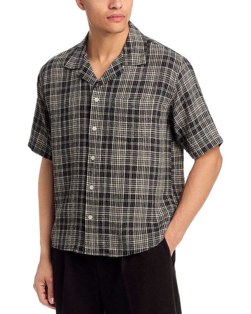 コリドー メンズ トップス シャツ Corridor Plaid Seersucker Short Sleeve Shirt Black ブラック