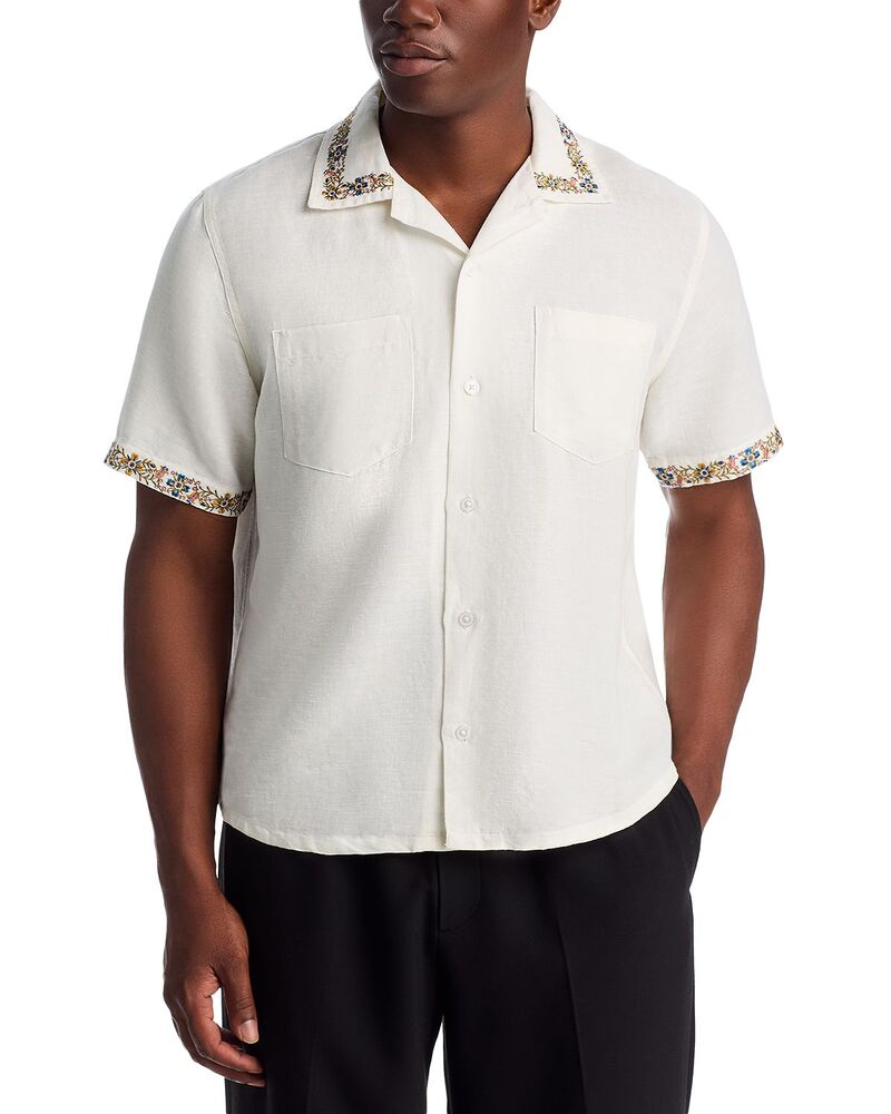 コリドー メンズ トップス シャツ 刺繍 Corridor Harmony Embroidered Short Sleeve Shirt White ホワイト｜ReVida 店