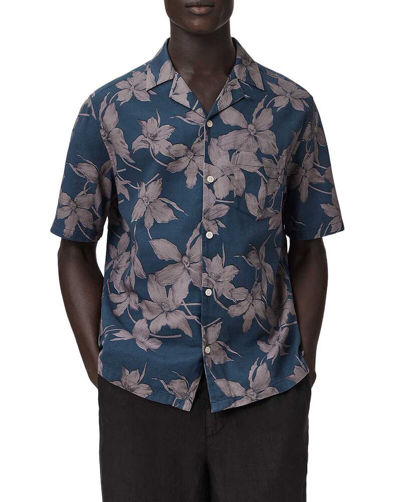 オールセインツ メンズ トップス シャツ フラワー柄 フラワー ALLSAINTS Parterre Floral Shirt Bay Blue ブルー