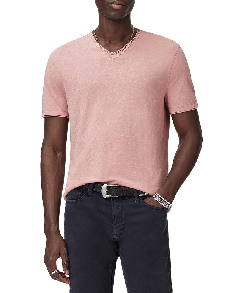 ジョンバルベイトス メンズ トップス Tシャツ Vネック John Varvatos Mileslub V-Neck Tee Pink Sand ピンク
