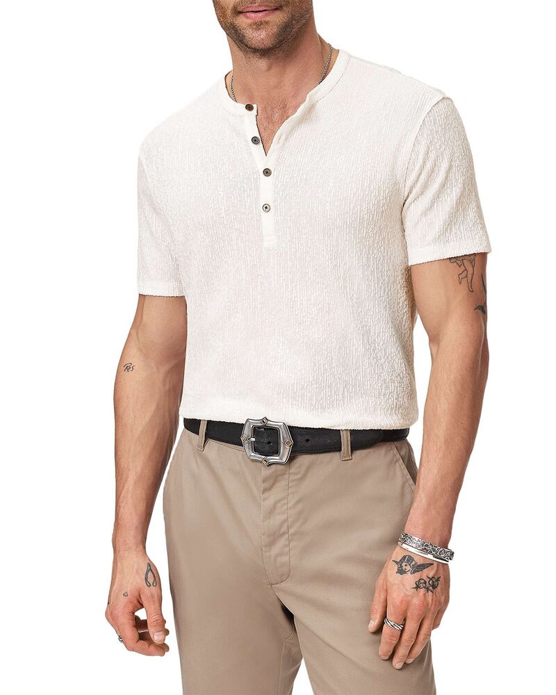 ジョンバルベイトス メンズ トップス シャツ John Varvatos Egon Textured Henley T-Shirt White ホワイト|ReVida 店