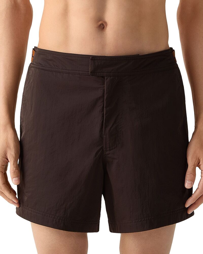 ゼニア メンズ 水泳着 二分の一ズボン下・さる股引き ZEGNA Road Brand Mark Rio Swim Trunks Dark Brown 赤銅色