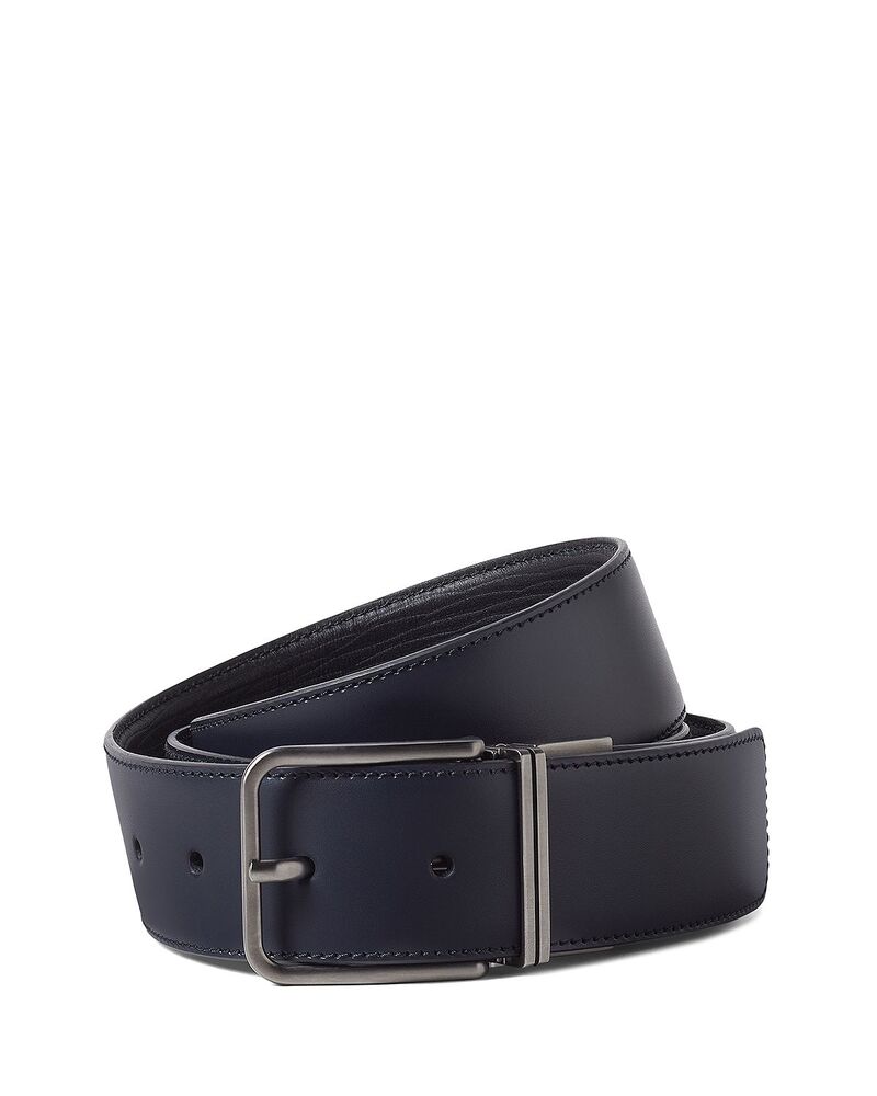 ゼニア メンズ 添え物 三尺帯 なめし革 ZEGNA Reversibleather Belt Dark Blue/Black 黒いこと