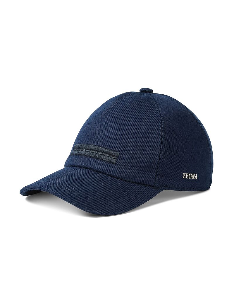 ゼニア メンズ 付属物 鳥打ち帽 綿織物 旗がしら ZEGNA Cotton Baseball Cap Dark Indigo Blue インディゴ