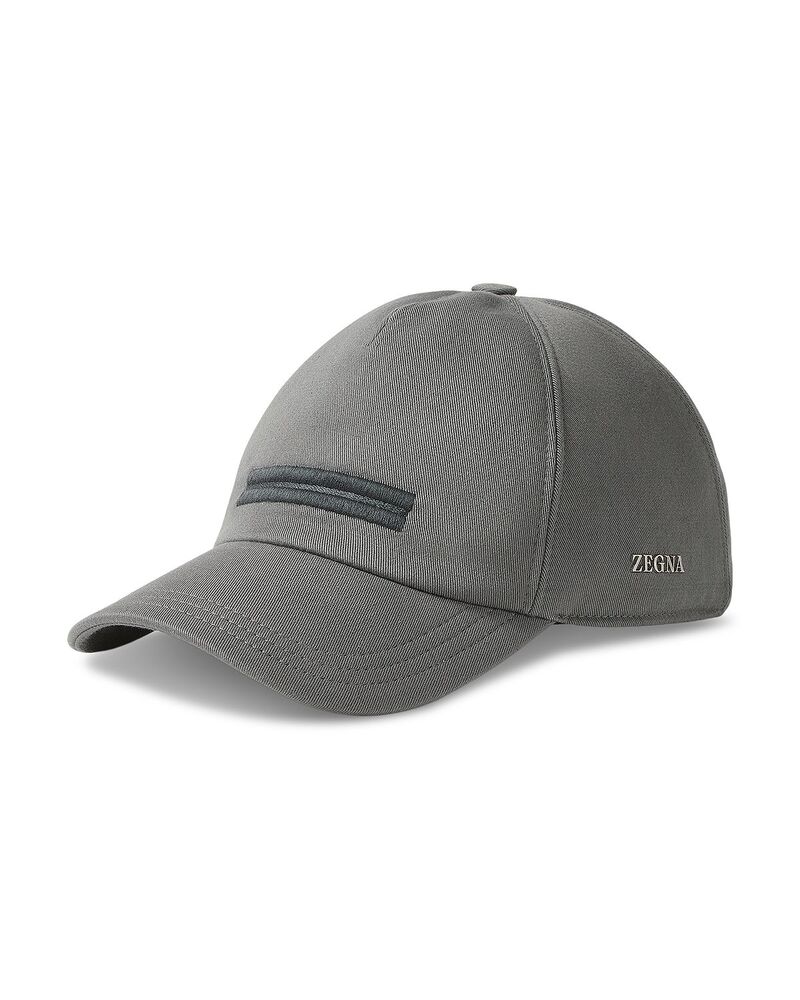ゼニア メンズ 付属物 鳥打ち帽 綿織物 旗がしら ZEGNA Cotton Baseball Cap Dark Taupe トープ