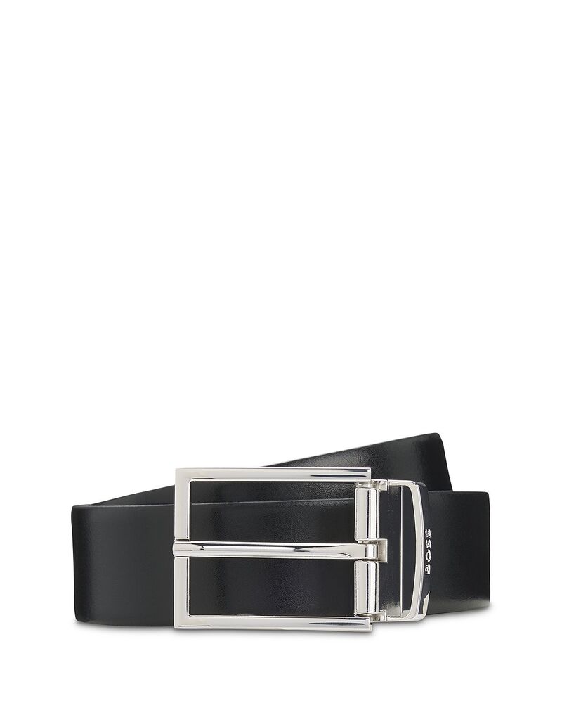 元締め メンズ 付属品 胴締め なめし革 BOSS Men\u0027s Otano Polished Silver Leather Belt Black 黒いこと