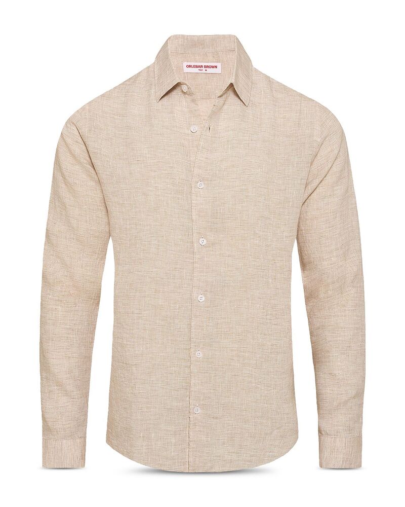 オールバー ブラウン メンズ トップス シャツ リネン Orlebar Brown Giles Linen Shirt Biscuit/White ホワイト