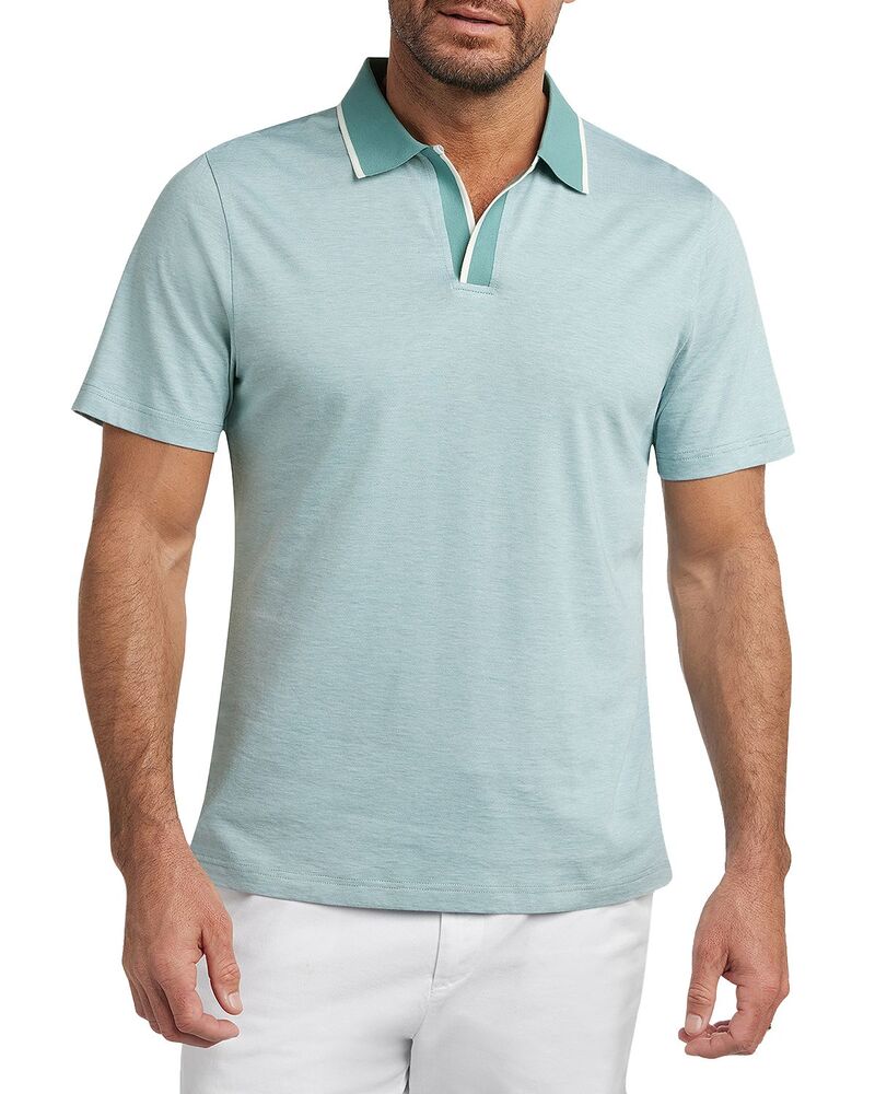 デイビッドドナヒュー メンズ トップス ポロシャツ シルク コットン Davidonahue Hemingway Cotton Silk Polo Shirt Beach Glass