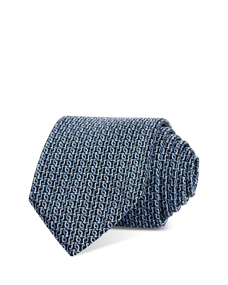フェラガモ メンズ 付属物 タイ 地絹 FERRAGAMO Silk Classic Link Tie Blue 青碧
