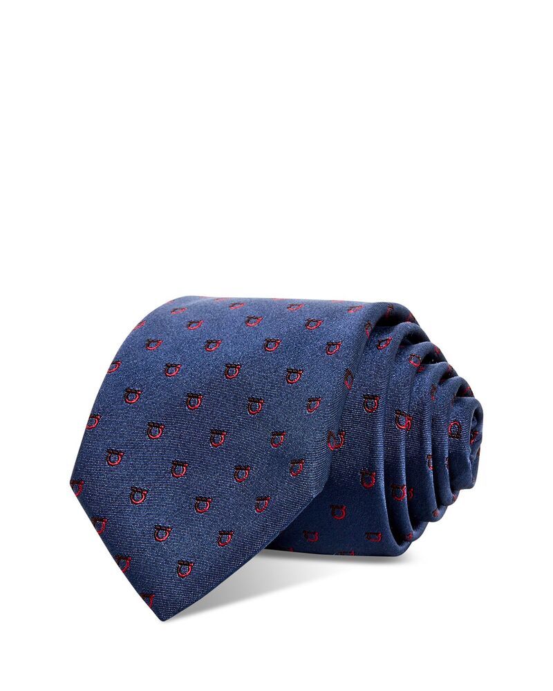 フェラガモ メンズ アクセサリー ネクタイ シルク FERRAGAMO Silk Classic Gancini Tie Blue ブルー