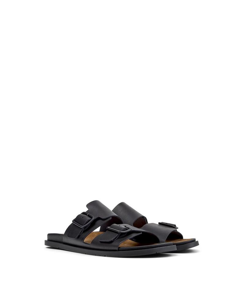 カンペール メンズ シューズ サンダル なめし革 Camper Men\u0027s Lluc 2-Strap Leather Sandals Black 黒いこと