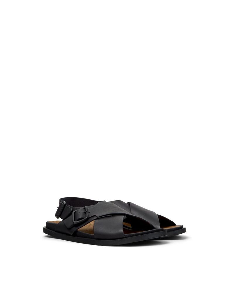 カンペール メンズ シューズ サンダル なめし革 Camper Men\u0027s Lluc Leather X-Strap Sandals Black 黒いこと
