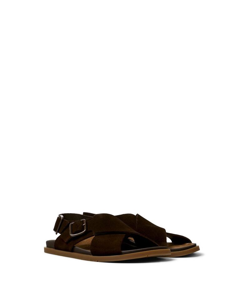 カンペール メンズ シューズ サンダル なめし革 Camper Men\u0027s Lluc Leather X-Strap Sandals Brown 赤銅色