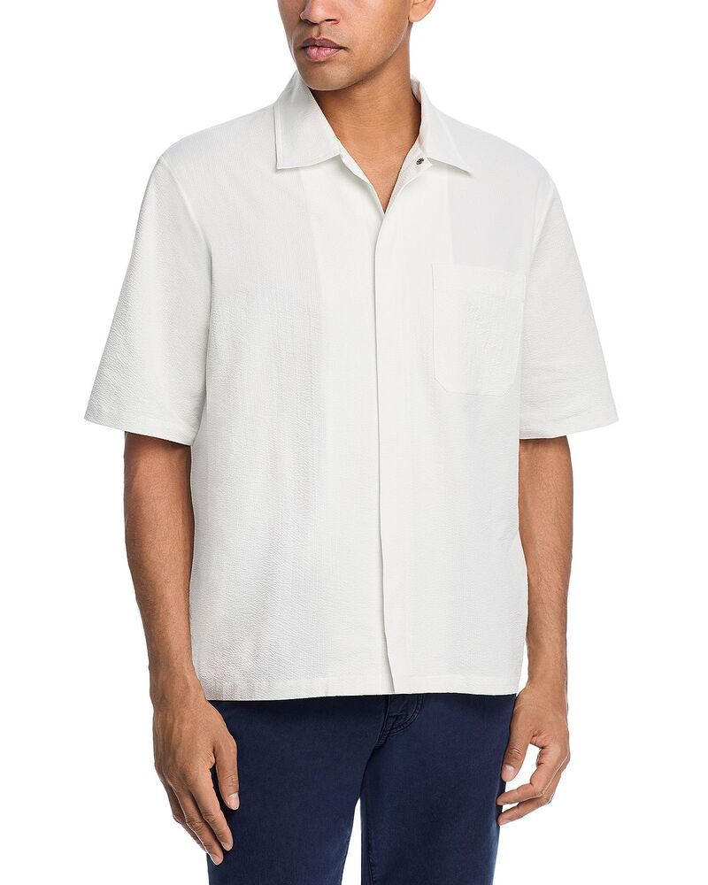 ヘルノ メンズ トップス シャツ Herno Seersucker Camp Shirt White ホワイト