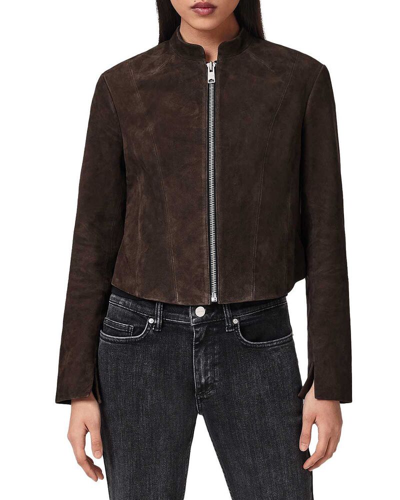 オールセインツ レディース アウター 上衣・上衣 スエードクロス ALLSAINTSadler Suede Jacket Bitter Brown 赤銅色