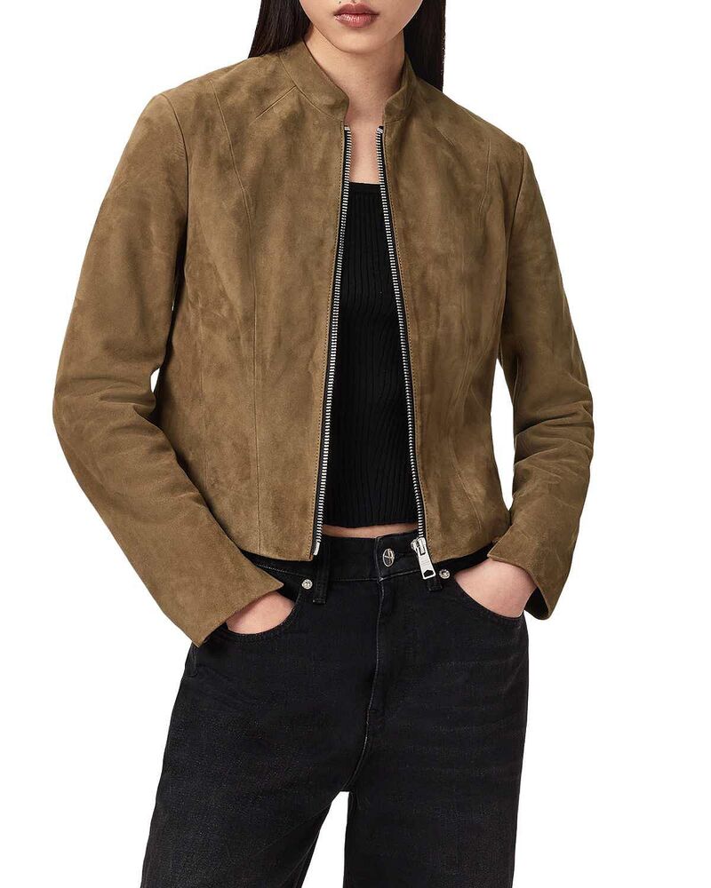 オールセインツ レディース アウター 上衣・上衣 スエードクロス ALLSAINTSadler Suede Jacket Walnut Brown 赤銅色