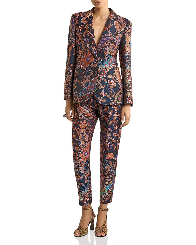 エトロ レディース アウター ジャケット・ブルゾン Etro Fitted Jacket with Peak Lapel Multi/Blue ブルー|ReVida 店