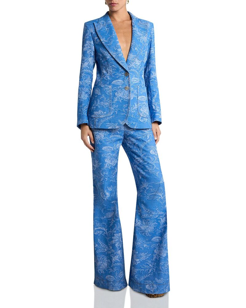 エトロ レディース アウター 上衣・上衣 ジーンズ Etro Fittedenim Jacket with Peak Lapel Multi/Light Blue 青み