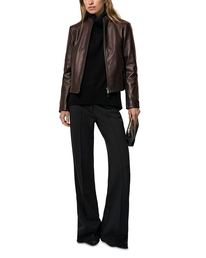 レイス レディース アウター 上衣・上衣 プチ なめし革 REISS Petites Allie Leather Jacket Chocolate 黒茶