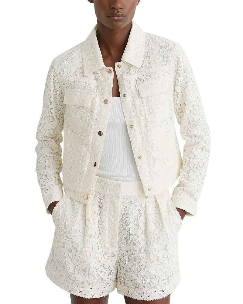レイス レディース アウター ジャケット・ブルゾン レース REISS Lori Lace Jacket White ホワイト｜ReVida 店