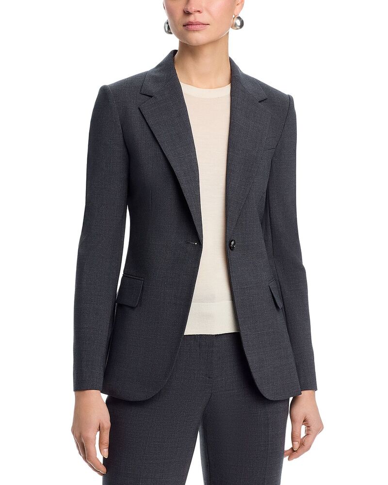 セオリー レディース アウター ジャケット・ブルゾン ウール ブレザー Theory Lynnia Blazer in Good Wool Charcoal Melange チャコール｜ReVida 店