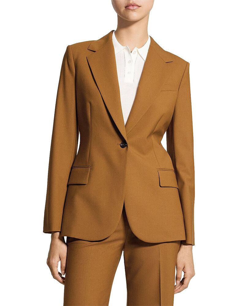 セオリー レディース アウター ジャケット・ブルゾン ウール ブレザー Theory Lynnia Blazer in Good Wool Dark Cognac｜ReVida 店