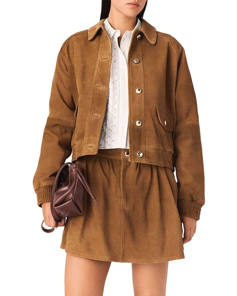マージュ レディース アウター ジャケット・ブルゾン スエード Maje Binglesa Suede Jacket Camel キャメル|ReVida 店