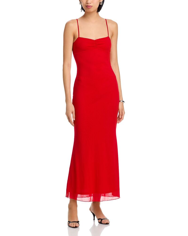 アクア レディース トップス 衣装 メッシュ マキシ AQUA Mesh Maxi Dress - Exclusive Red 赤いこと