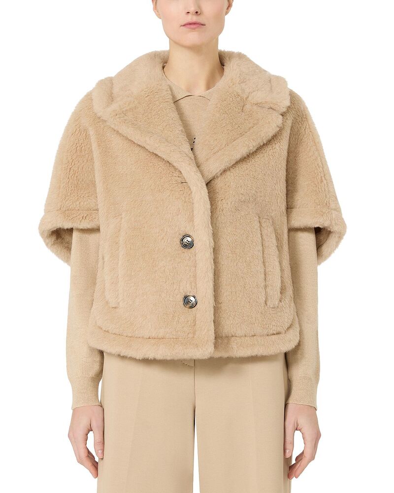 マックスマーラ レディース アウター 上衣・上衣 ケープひな形 旗がしら ケープ Max Mara MXACORVINO1 Teddy Cape Jacket Sand 砂子