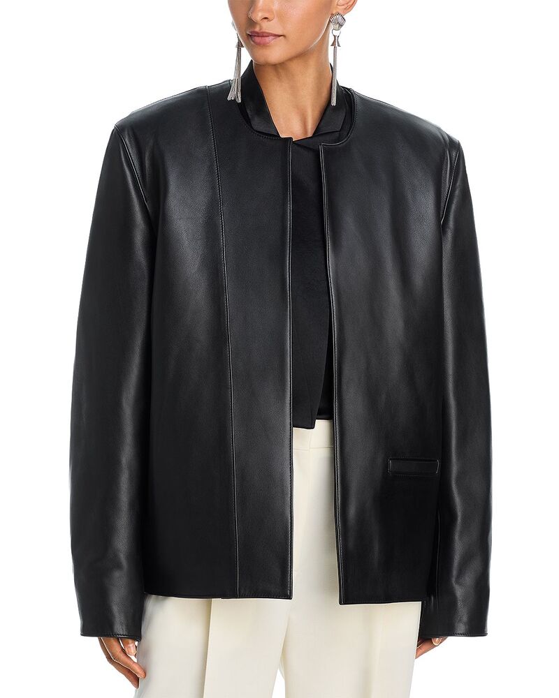 トーテム レディース アウター 上衣・上衣 ミニ なめし革 TOTEME Leather Minimal Biker Jacket Black 黒いこと