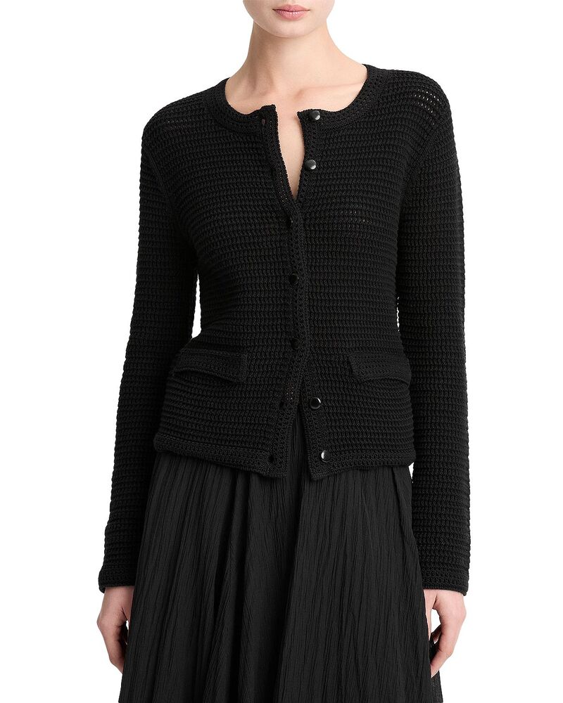ヴィンス レディース アウター ジャケット・ブルゾン カーディガン Vince Crochet Cardigan Jacket Black ブラック｜ReVida 店