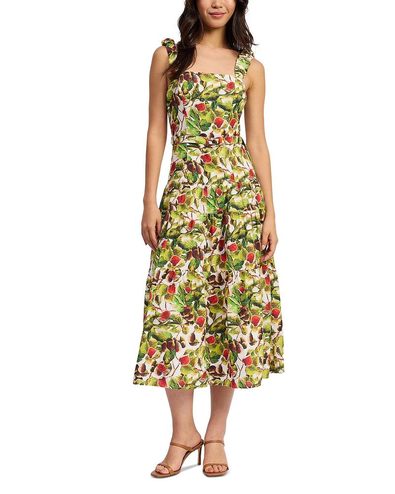 エン 季節 レディース トップス 衣裳 MIDI En Saison Scottie Midi Dress White/Red/Olive 白いこと レディースファッション-ワンピース