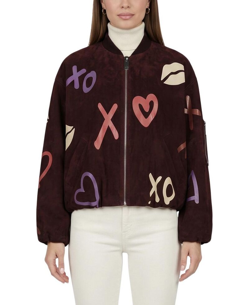 ゴルスキ レディース アウター 上衣・上衣 スエードクロス Gorski Metisuede Bomber Zip Jacket Burgundy/X.O Multi バーガンディ