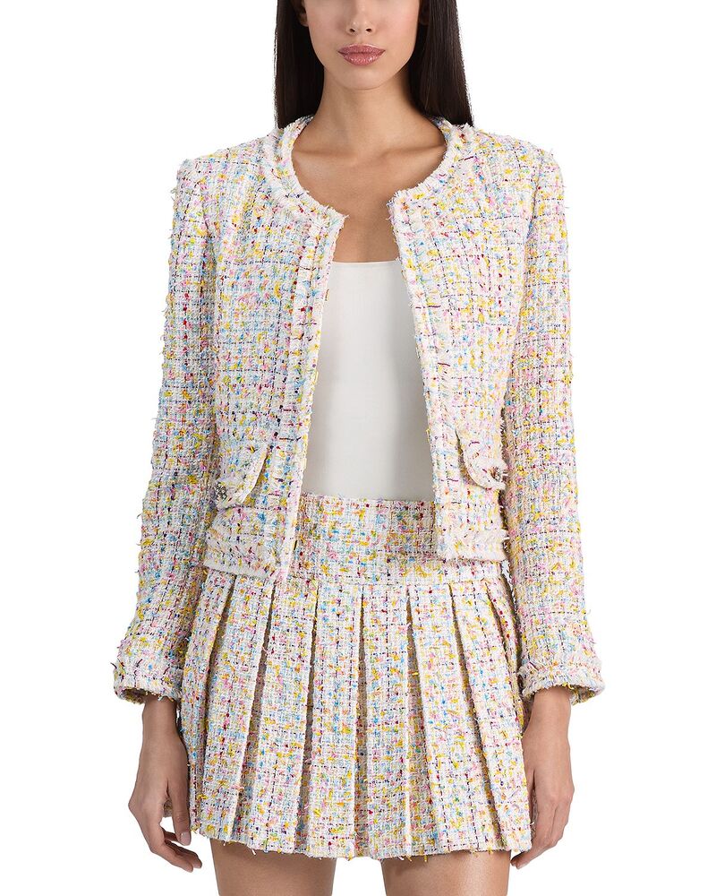 アリスアンドオリビア レディース アウター 上衣・上衣 ツィード クロップド Alice and Olivia Landon Cropped Tweed Jacket Off White/Multi 象牙色
