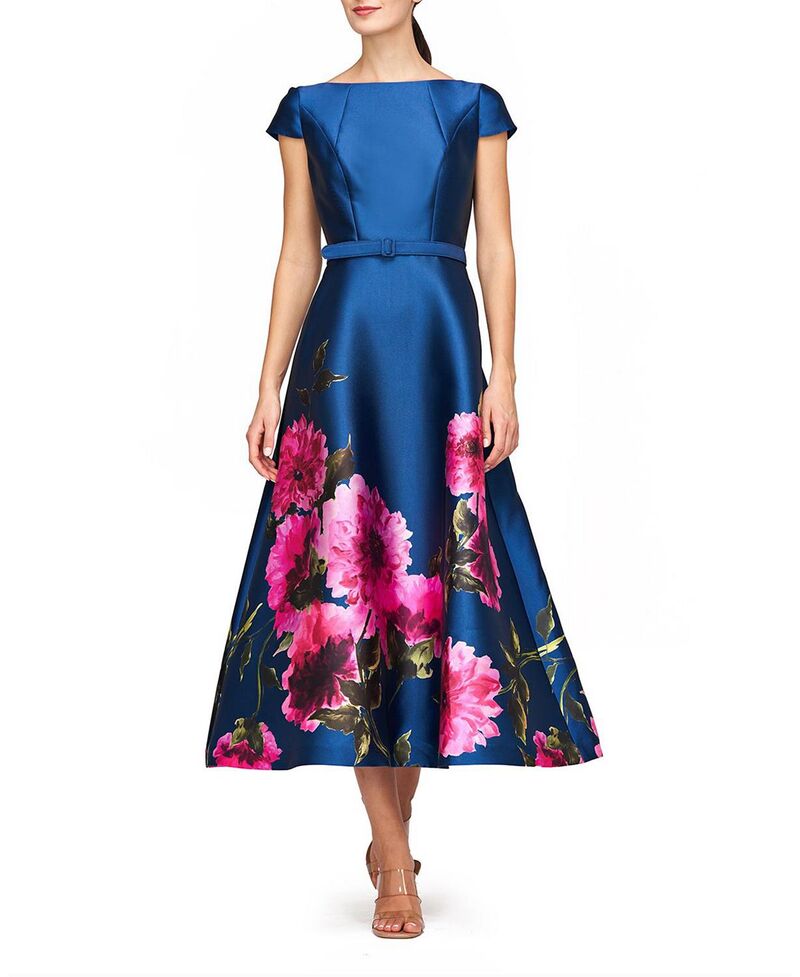 ケイ アンジャー レディース トップス ワンピース Kay Unger Ina Tea Length Dress Teal Blue ブルー｜ReVida 店