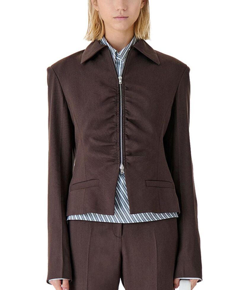イロ レディース アウター ジャケット・ブルゾン IRO Helvina Jacket Dark Brown ブラウン｜ReVida 店