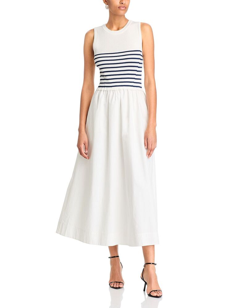 アクア レディース トップス ワンピース マキシ AQUA Mixed Media Maxi Dress - Exclusive White/Navy ホワイト|ReVida 店