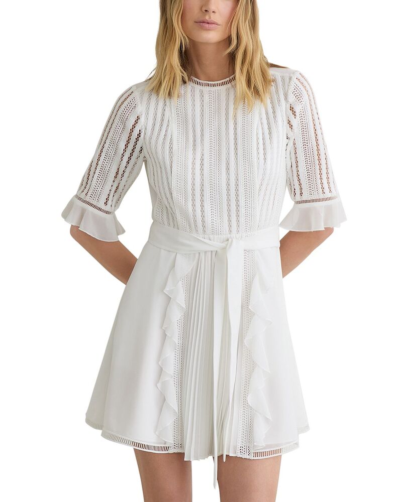 レイス レディース トップス ワンピース REISS Armina Dress Ivory アイボリー|ReVida 店