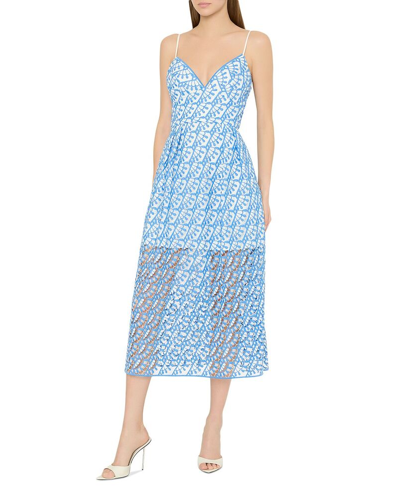 ミリー レディース トップス 衣装 MIDI 刺しゅう MILLY Hazel Embroidered Midi Dress Blue 青色