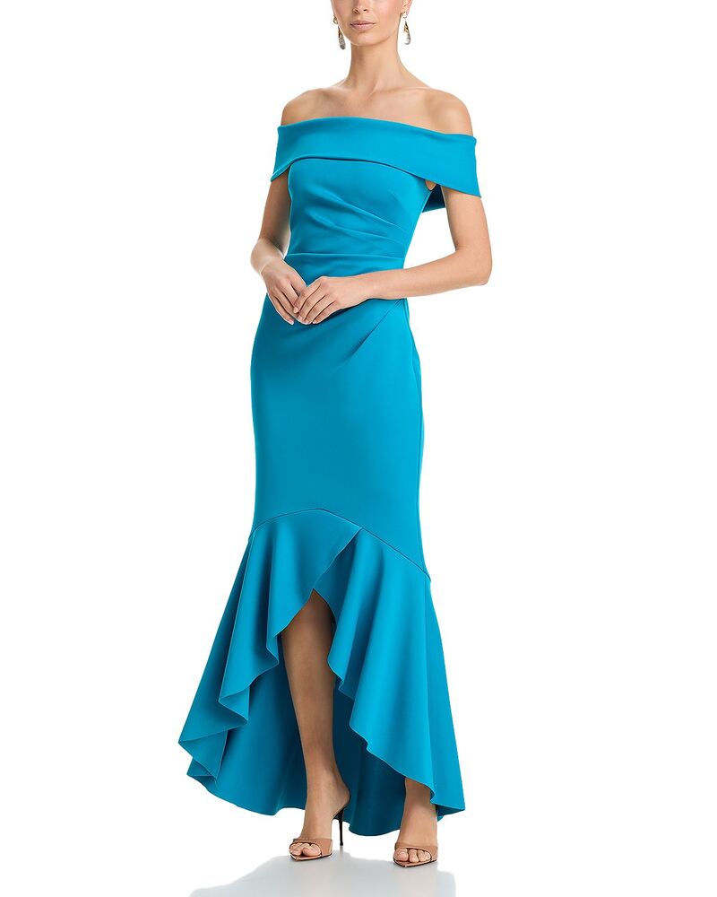 エリザジェイ レディース トップス 衣装 Eliza J Off The Shoulder Hi Lo Cocktail Dress Ocean
