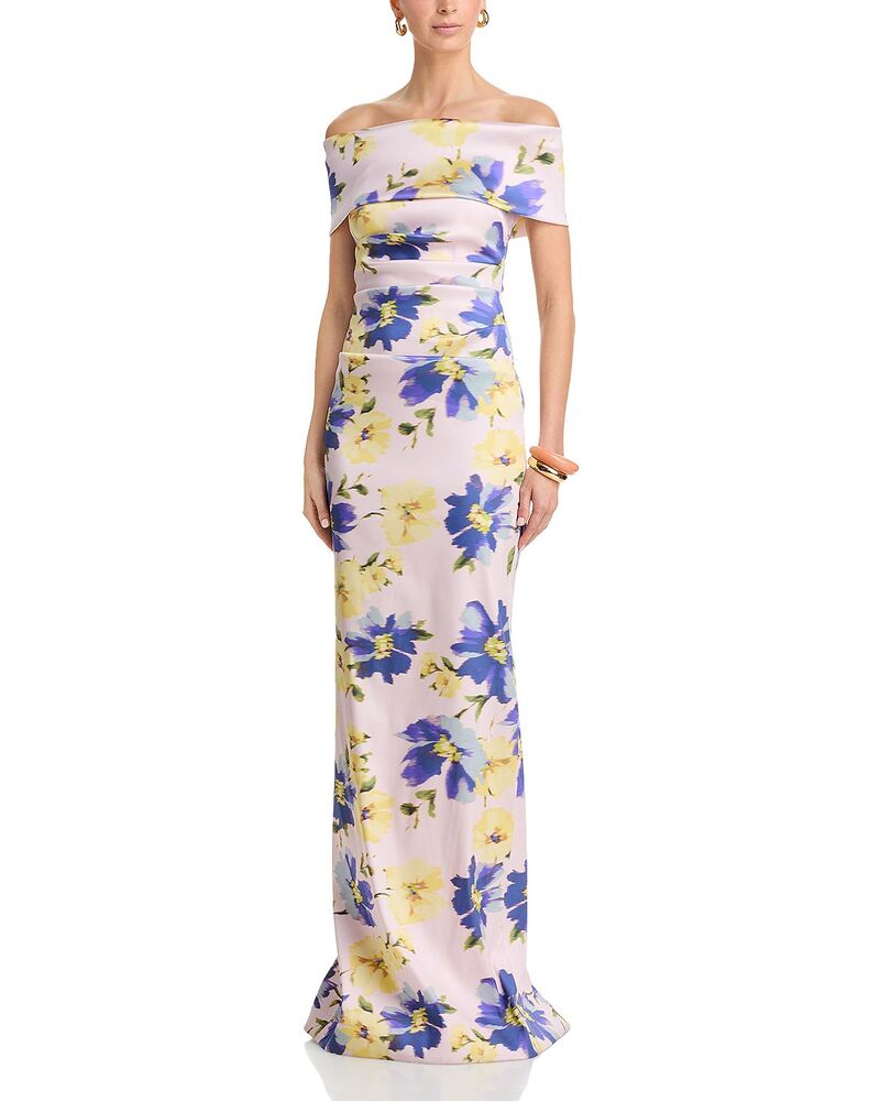 テリジョンバイリッキーフリーマン レディース トップス 衣裳 刷り上げる Teri Jon by Rickie Freeman Mikado Print Gown Bls Multi マルチ色合い レディースファッション-ワンピース